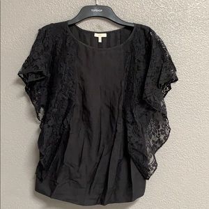 Joie black blouse with lace sleeves